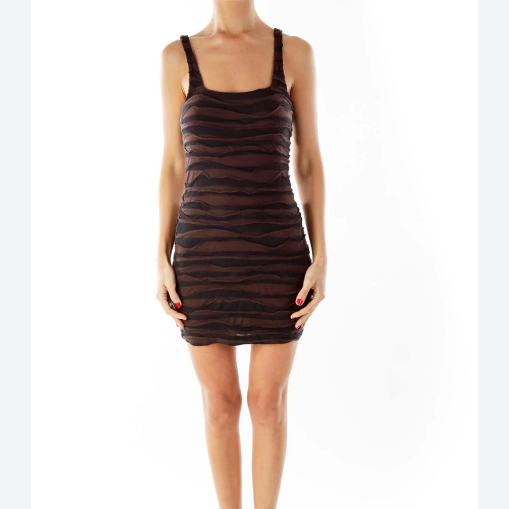Free People Brown and Black Minidress